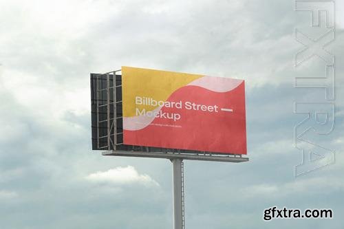 PSD large billboard mockup on cloudy sky