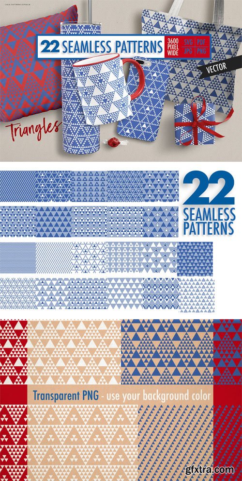 Triangle Seamless Patterns - 24 Monochrome Backgrounds