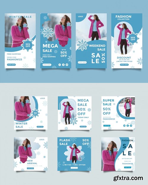 Winter Sales - Social Media Posts Vector Design Templates