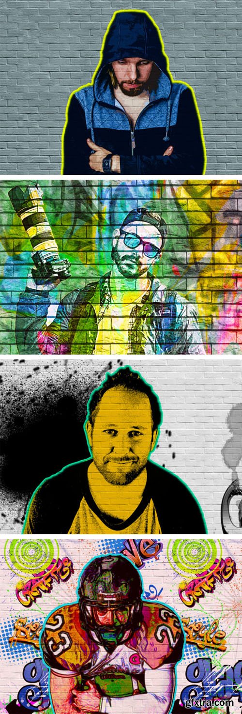 Graffiti Art Actions for Photoshop + Brushes + Patterns