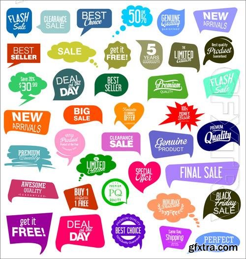 Vector colorful sale stickers illustration collection