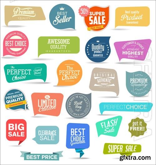 Collection of modern colorful sticker and tags