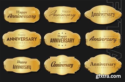 Vector collection of anniversary golden logotype celebration emblem