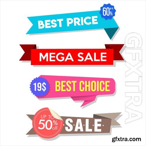 Vector collection of colorful sale stickers and tags