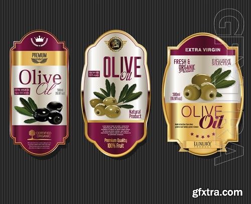 Vector collection of colorful olive oil labels