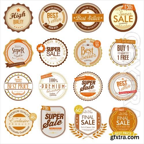 Vector retro vintage premium sale badges and labels collection