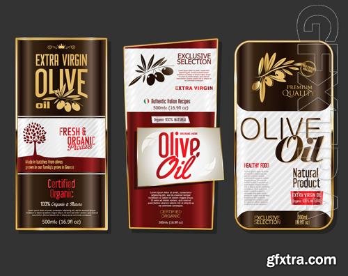 Vector retro vintage golden olive oil background collection