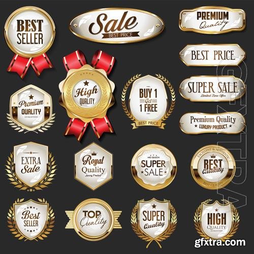 Vector luxury premium sale golden badges and labels collection