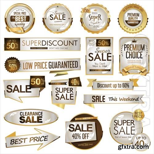 Vector luxury gold and brown badges and labels collection illustration