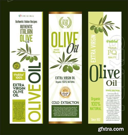 Vector olive oil packaging design bottle label collection