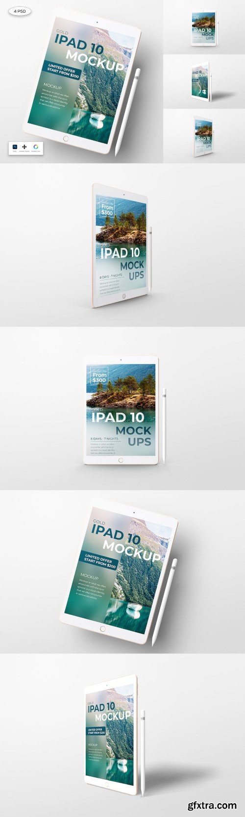 Gold Apple iPad 10 Mockup