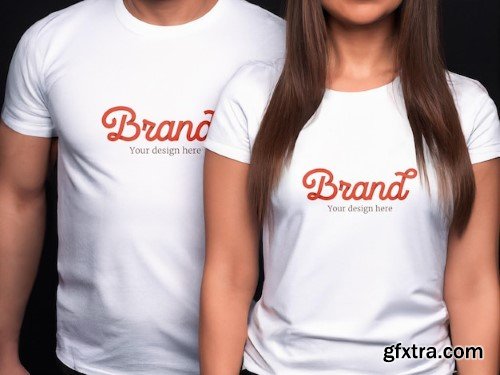 Mockup of white tshirt with logo for men and women