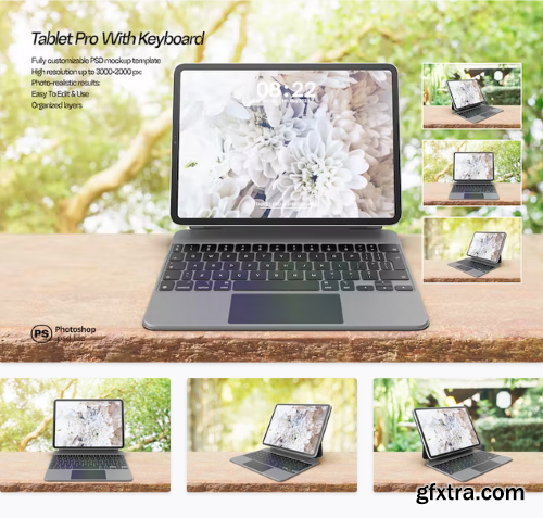 Tablet Pro with Keyboard Mockup