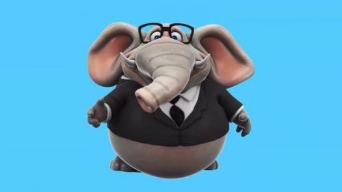 Videohive - Fun Elephant with a suit talking (alpha channel included) - 43255175 - 43255175