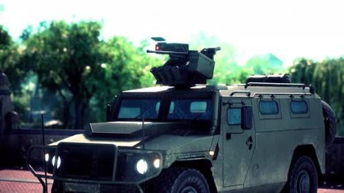 Videohive - Armored Military Car in Big City - 43263820 - 43263820