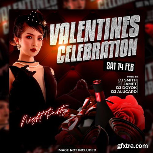 Valentines day party flyer social media post and web banner