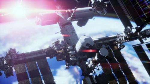 Videohive - International Space Station in Outer Space Over the Planet Earth Orbit - 43264091 - 43264091