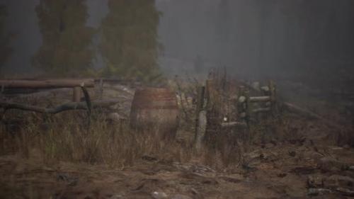 Videohive - An Old Wood Fence with a Country Field Behind It - 43264226 - 43264226