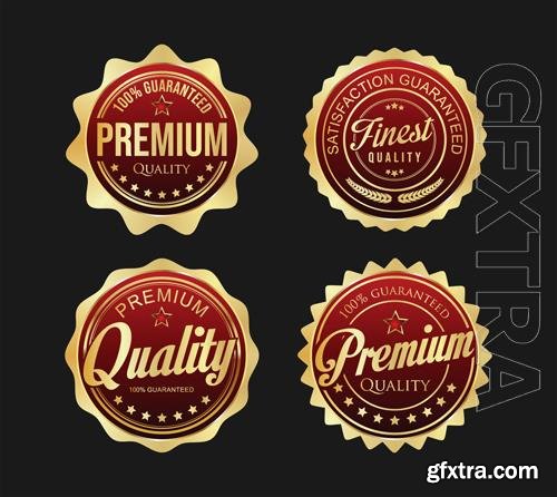 Vector collection of gold and red badges and labels vector illustration