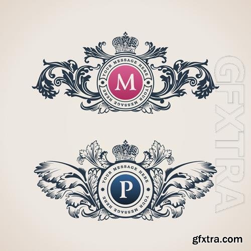 Vector luxury emblem fashion logo design identity for restaurant and boutique