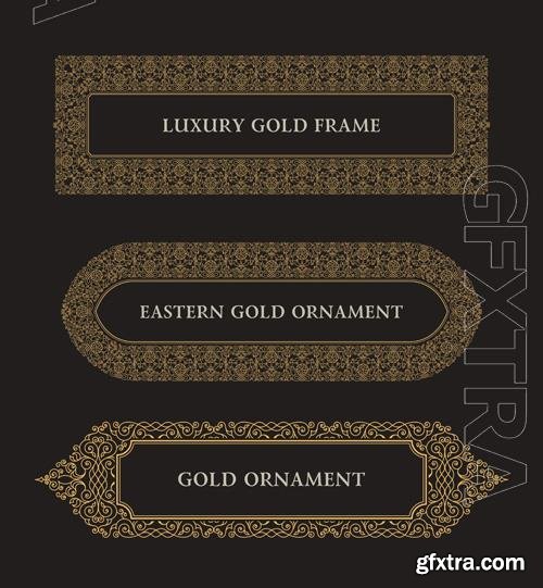 Vector eastern gold frame arabic vector lines design templates muslim eastern floral frame for cards