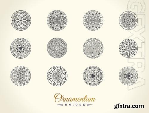 Vector eastern round ornament for yoga labels