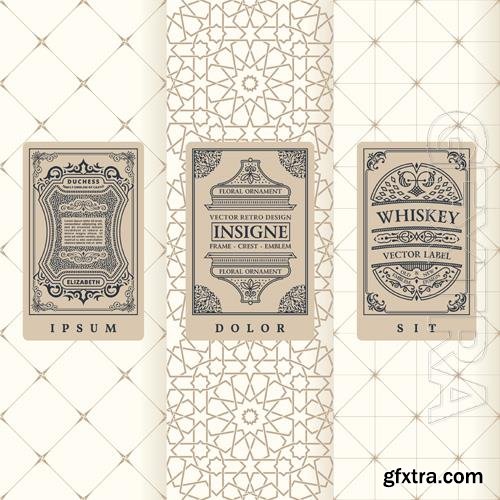 Vector vintage banners set of vertical labels packaging frames design