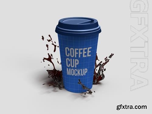 PSD realistic 3d render coffee cup mockup with plain background