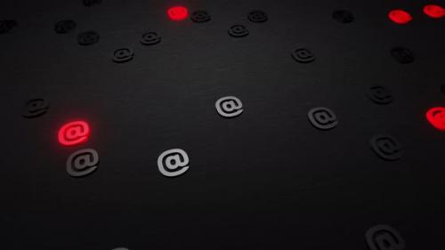 Videohive - Email marks or at sign icon on black background 3d render. At symbol, commercial at - 43189817 - 43189817