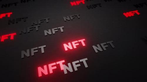 Videohive - NFT crypto symbols icon on black background 3d render. Non fungible token of unique collectibles - 43189823 - 43189823