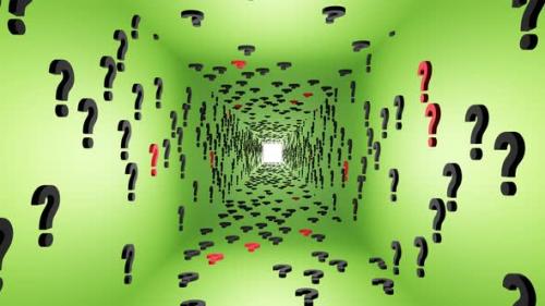 Videohive - Question marks symbols tunnel icon green background 3d render. Digital cyberspace questions - 43189824 - 43189824