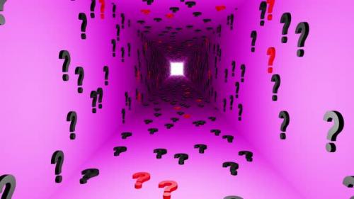 Videohive - Question marks symbols tunnel icon purple background 3d render. Digital cyberspace questions - 43189827 - 43189827