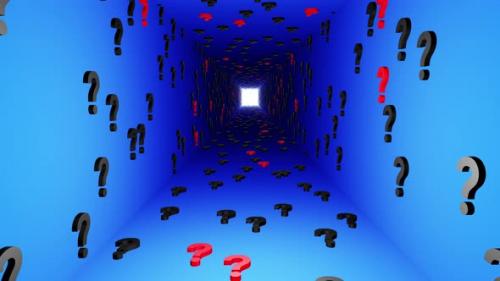 Videohive - Question marks symbols tunnel icon blue background 3d render. Digital cyberspace questions, symbol - 43189829 - 43189829