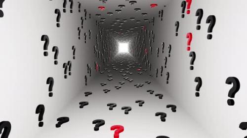 Videohive - Question marks symbols tunnel icon white background 3d render. Digital cyberspace questions - 43189831 - 43189831