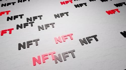 Videohive - NFT crypto symbols icon on white background 3d render. Non fungible token of unique collectibles - 43189834 - 43189834