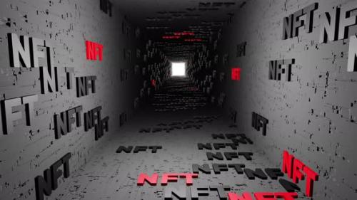 Videohive - NFT crypto symbols tunnel icon gray background 3d render. Non fungible token of unique collec - 43189851 - 43189851