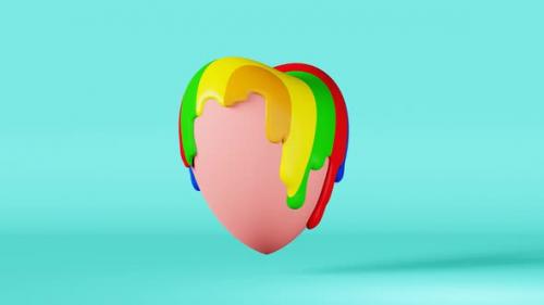 Videohive - LGBT heart in melting liquid rainbow paint splash glaze 3d animation loop blue Pride Month concept - 43193157 - 43193157