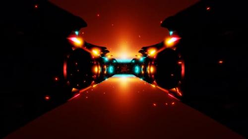 Videohive - beautiful space reflection sci-fi tunnel with flying fire particles 3d vj loop - 43204982 - 43204982