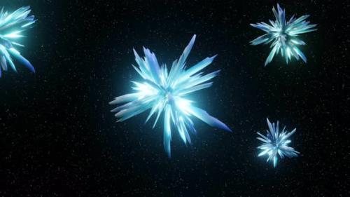 Videohive - Abstract Digital Futuristic Glowing Crystals fly in space Background 3D rendering - 43179281 - 43179281