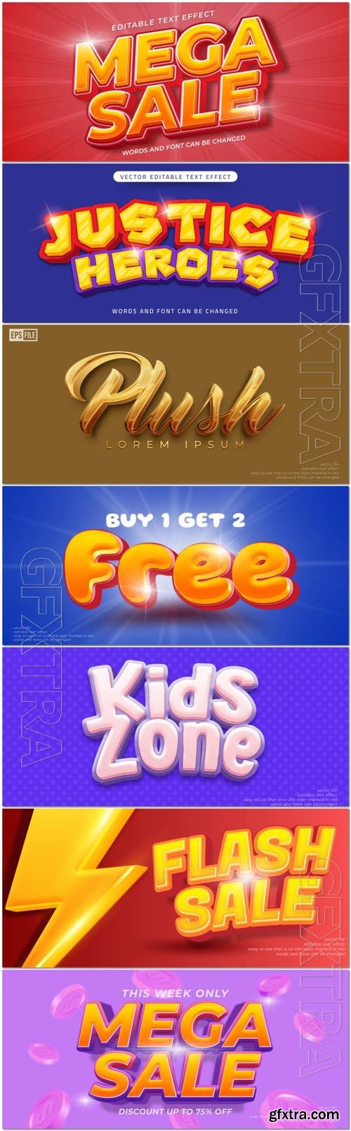 Vector 3d text editable, text effect font vol 32