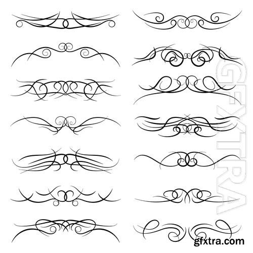 Vector set of vintage curls swirls, borders, drawing element