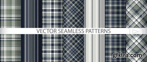 Vector set plaid fabric check pattern seamless tartan texture textile background