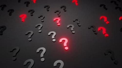 Videohive - Question marks symbols icon black background 3d render. Digital cyberspace questions, symbol, ask - 43189811 - 43189811