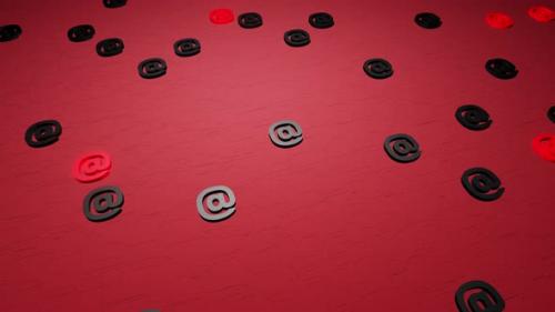 Videohive - Email marks or at sign icon on red background 3d render. At symbol, commercial at, or address sign - 43189820 - 43189820