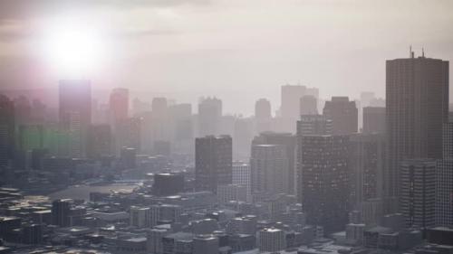 Videohive - Skyline Aerial View at Sunset with Skyscrapers - 43212852 - 43212852