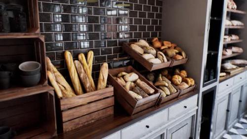 Videohive - Fresh Bread on Shelves in Bakery - 43212931 - 43212931