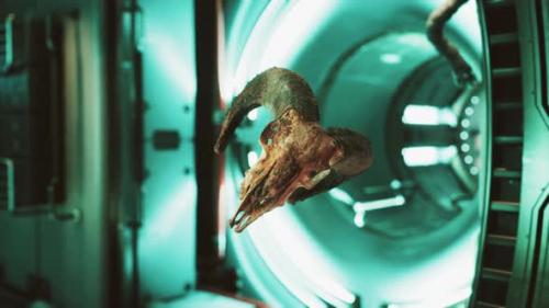 Videohive - Skull of Dead Ram in International Space Station - 43220607 - 43220607