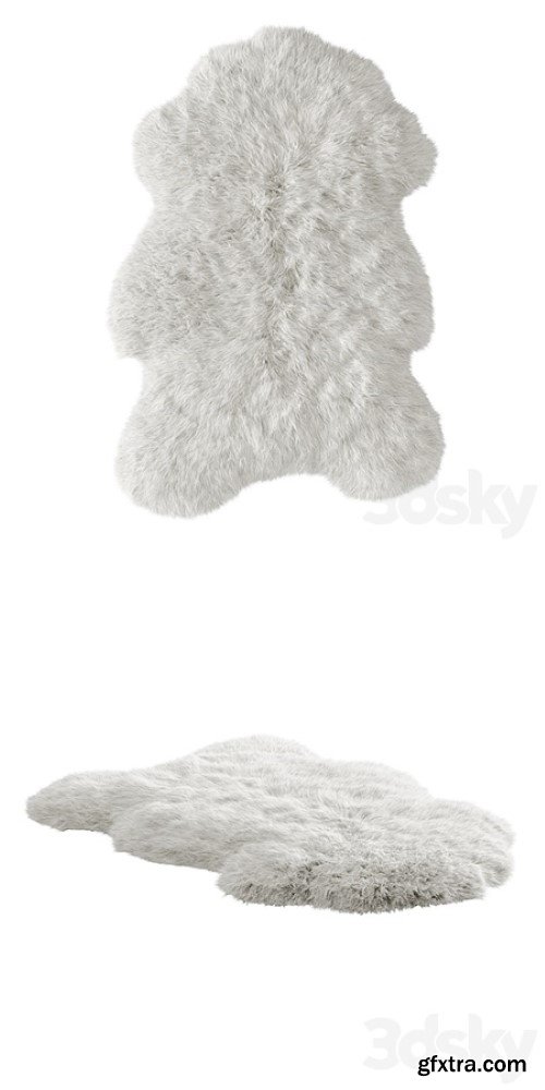 White fluffy sheepskin carpet