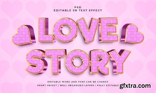 Love story 3d editable text effect