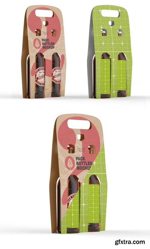 Kraft Paper Pack Beer Bottle Carrier Mockup 458570895